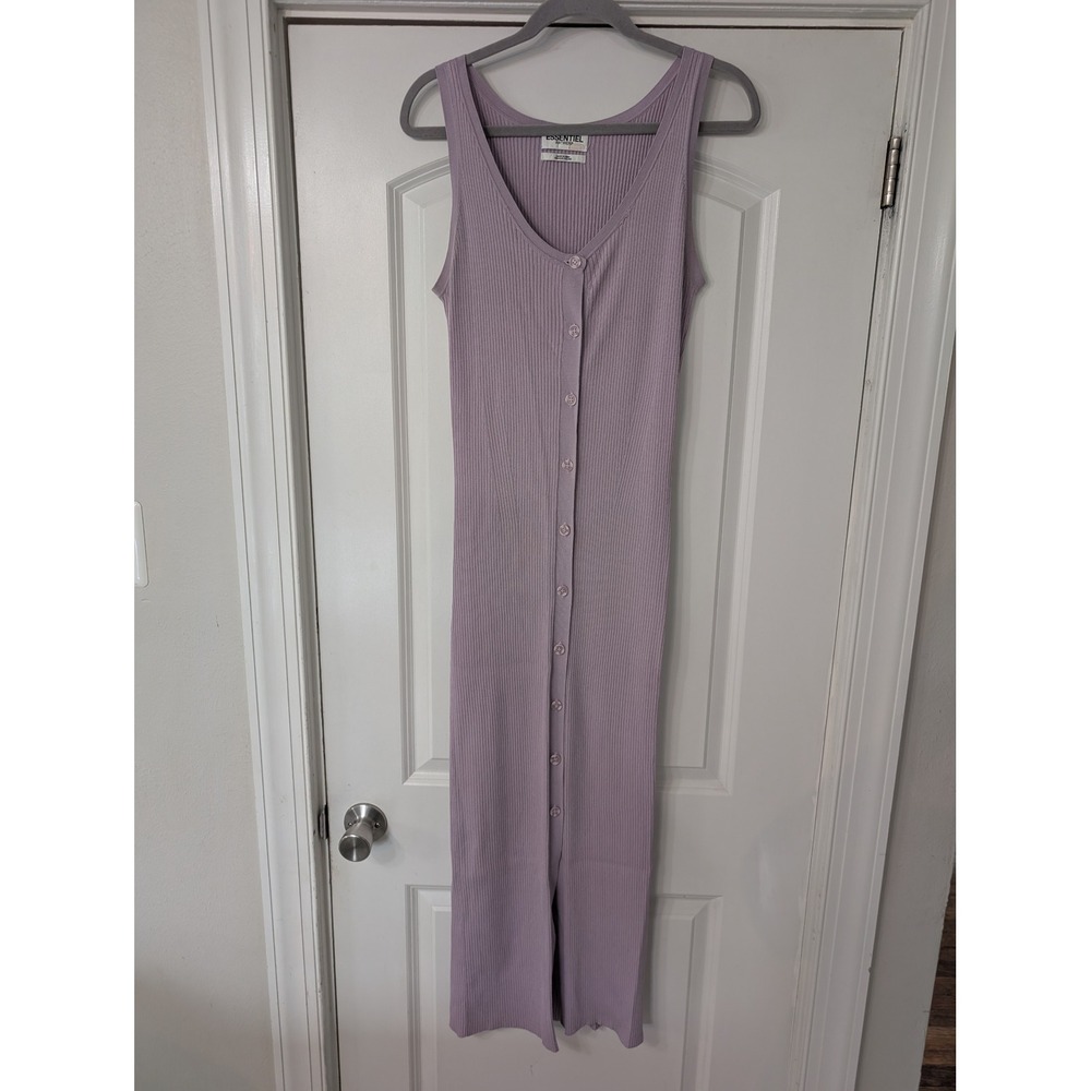 Essentiel Antwerp Diametro‎ Lavender Ribbed Knit Button Front Midi Dress medium